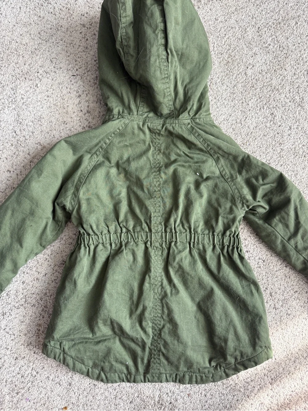 Old Navy Olive Green Hooded Puffer Jacket with Faux Fur Trim